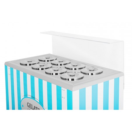 Dystrybutor do lodów | witryna do lodów | konserwator | retro | 8 tub | okrągłe kuwety | 1283x670x895 mm | GELATO POZETTI 8 BLUE