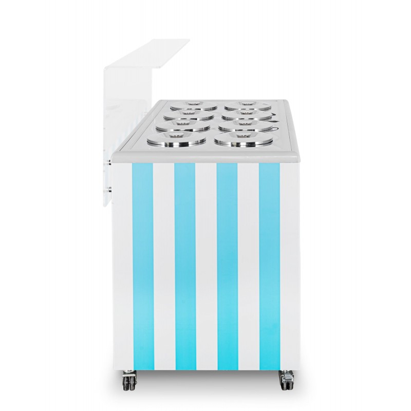 Dystrybutor do lodów | witryna do lodów | konserwator | retro | 8 tub | okrągłe kuwety | 1283x670x895 mm | GELATO POZETTI 8 BLUE