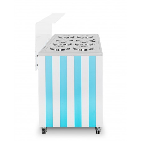 Dystrybutor do lodów | witryna do lodów | konserwator | retro | 8 tub | okrągłe kuwety | 1283x670x895 mm | GELATO POZETTI 8 BLUE