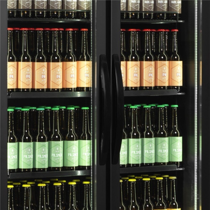 Czarna chłodziarka szafa chłodnicza ekspozycyjna 707L FS890H BLACK