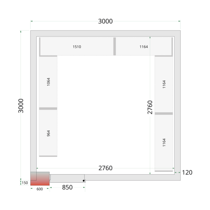 Panele do pomieszczenia chłodniczego 120 mm CR 300x300x220 WD