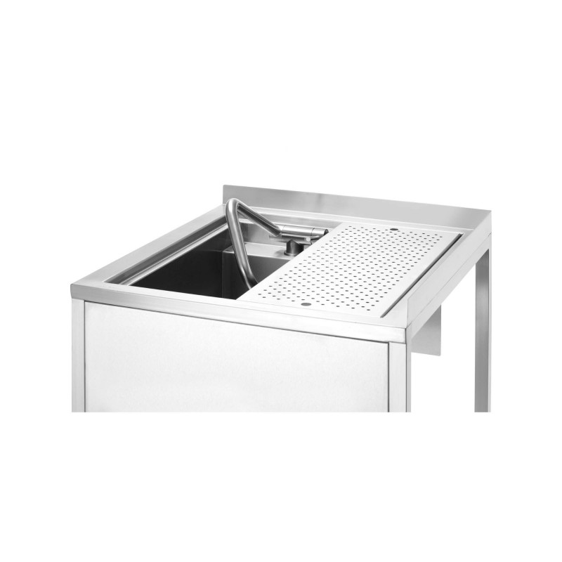 Narożny stół Oxygen Hybrid z ukrytą komorą zlewową i myjką do płukania dzbanków, 650x650x(h)900mm
