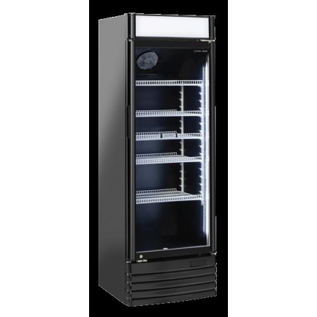 Chłodziarka na napoje Coolhead 1 drzwiowa z drzwiami szklanymi panel reklamowy  czarna 600x570x1835 Wariant podstawowy