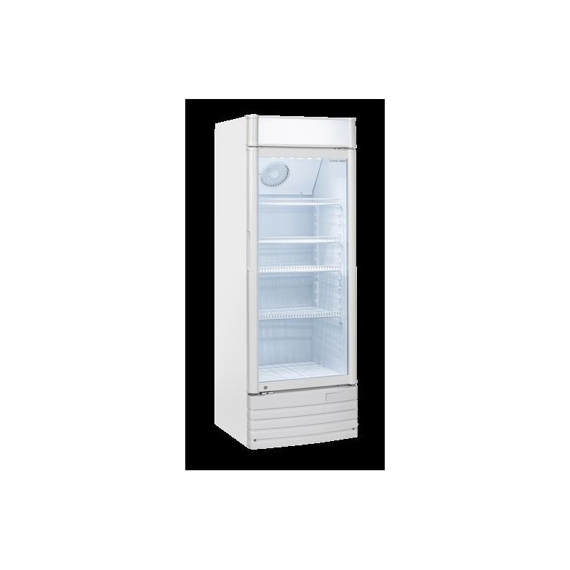 Chłodziarka na napoje Coolhead 1 drzwiowa z drzwiami szklanymi panel reklamowy 525x555x1635 Wariant podstawowy