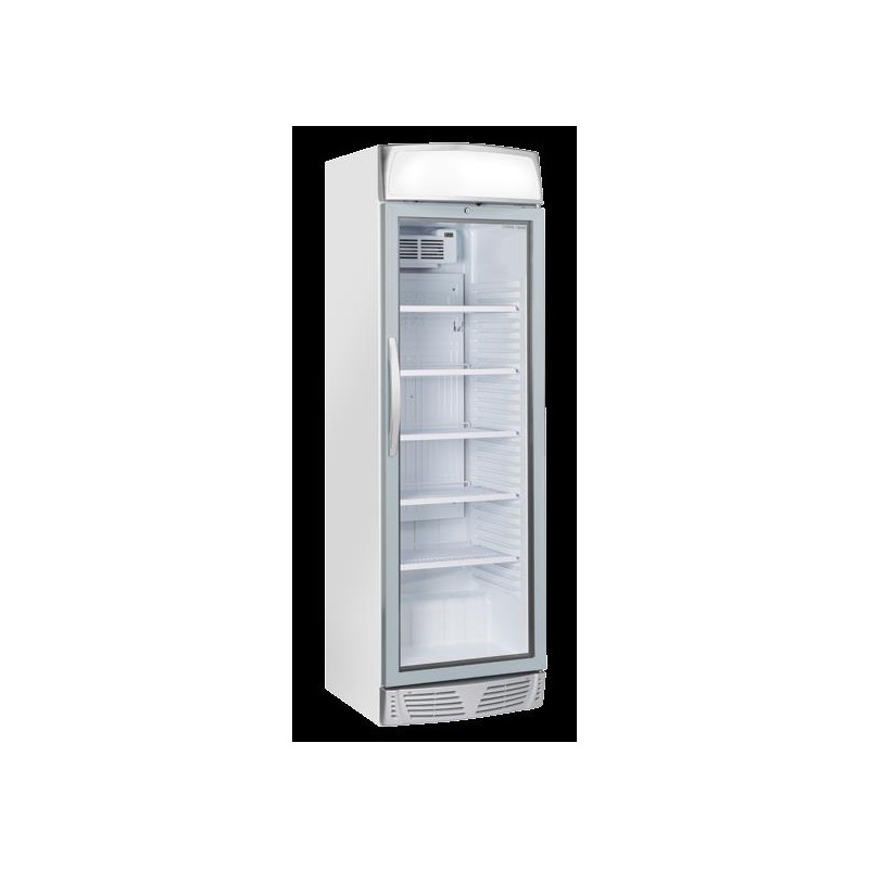 Chłodziarka na napoje Coolhead 1 drzwiowa z drzwiami szklanymi panel reklamowy biała 595x635x1960 Wariant podstawowy