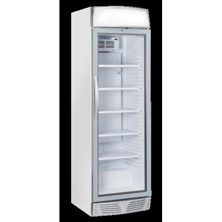 Chłodziarka na napoje Coolhead 1 drzwiowa z drzwiami szklanymi panel reklamowy biała 595x635x1960 Wariant podstawowy
