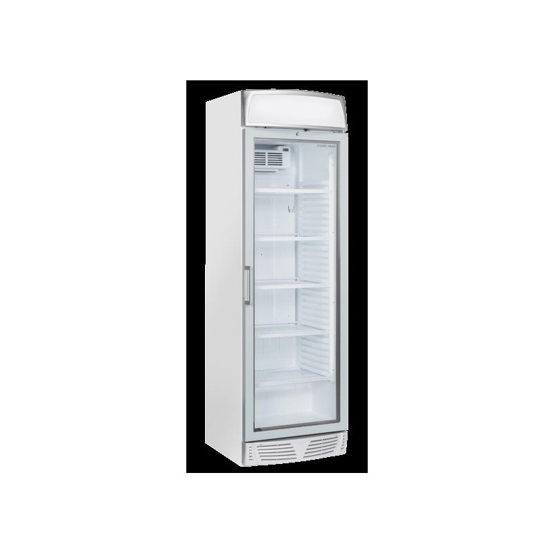 Chłodziarka na napoje Coolhead 1 drzwiowa z drzwiami szklanymi panel reklamowy biała 595x670x1960 Wariant podstawowy