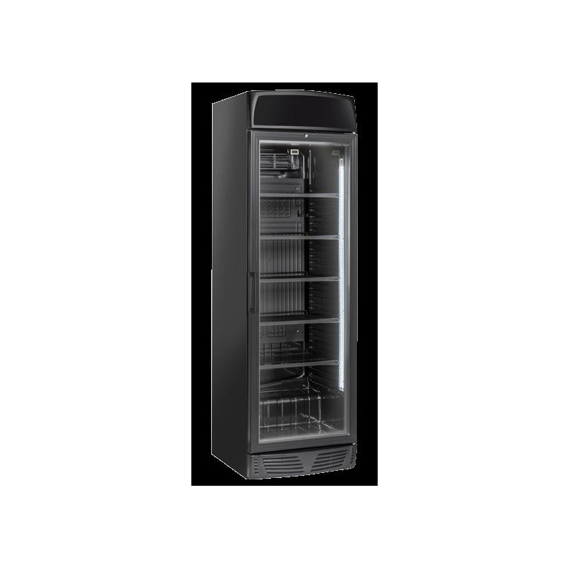 Chłodziarka na napoje Coolhead 1 drzwiowa z drzwiami szklanymi panel reklamowy czarna 595x670x1960 Wariant podstawowy