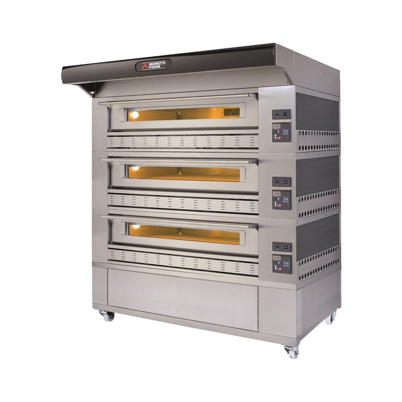 Gazowy piec trzykomorowy P110 A z okapem i bazą Moretti Forni MFP110GAPC3