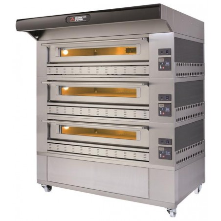 Gazowy piec trzykomorowy P110 A z okapem i bazą Moretti Forni MFP110GAPC3