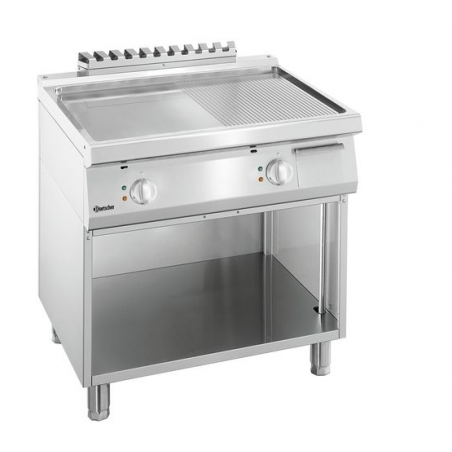 Płyta grillowa elektryczna z płytą stalową gładką/ryflowaną i otwartą podstawą, 800x700x850 mm | BARTSCHER, 700 Classic
