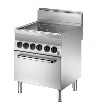 Kuchnia ceramiczna 4-palnikowa z piekarnikiem elektrycznym i termoobiegiem GN1/1, 700x650x870 mm | BARTSCHER, 650 Snack