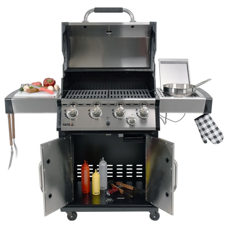 Grill gazowy ogrodowy 17,5kW 4+1 zamykana szafka stal nierdzewna Yato YG-20013