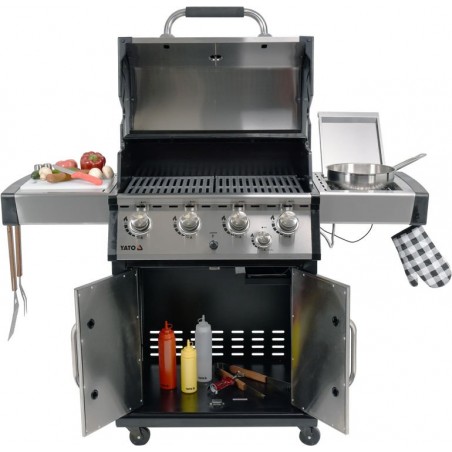 Grill gazowy ogrodowy 17,5kW 4+1 zamykana szafka stal nierdzewna Yato YG-20013