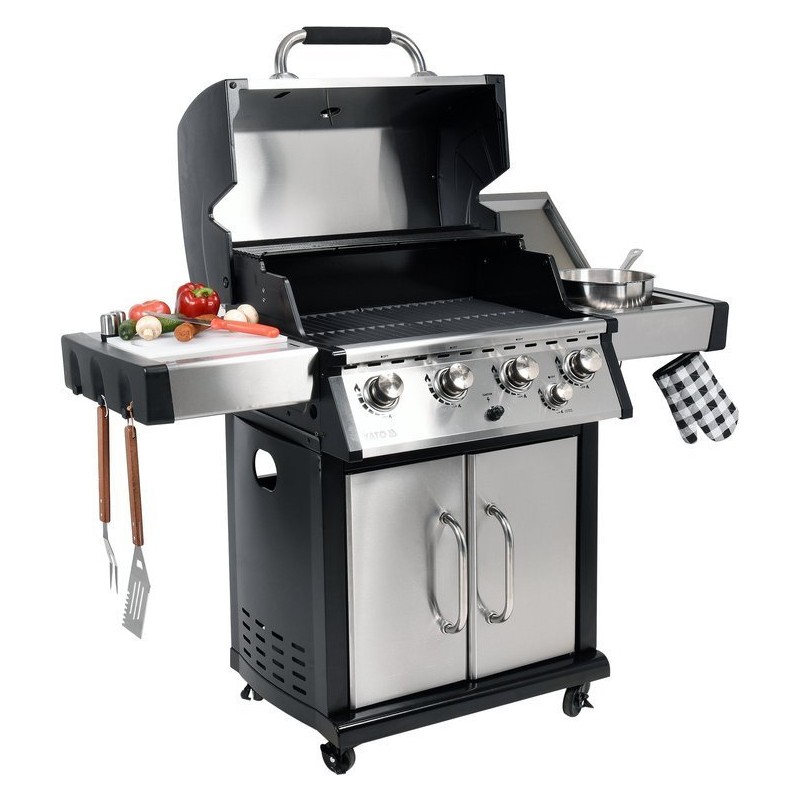 Grill gazowy ogrodowy 17,5kW 4+1 zamykana szafka stal nierdzewna Yato YG-20013