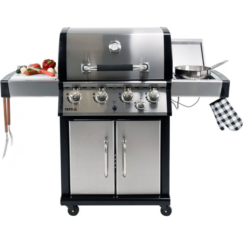 Grill gazowy ogrodowy 17,5kW 4+1 zamykana szafka stal nierdzewna Yato YG-20013