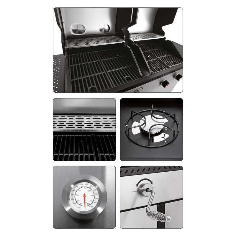 Grill ogrodowy gazowo-węglowy 2w1 8,2kW zamykana szafka Yato YG-20030