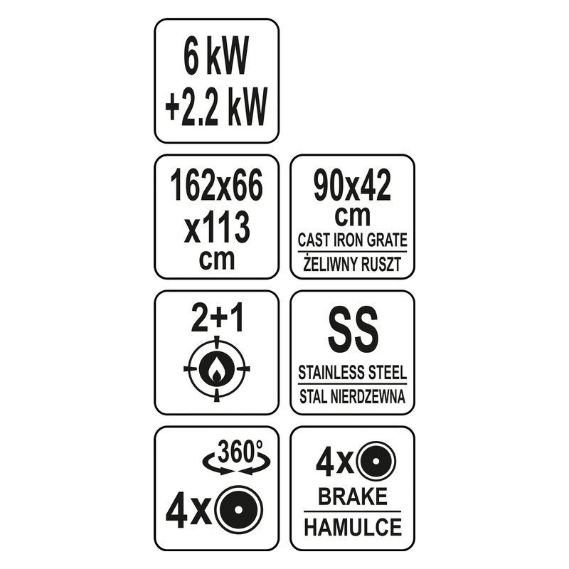 Grill ogrodowy gazowo-węglowy 2w1 8,2kW zamykana szafka Yato YG-20030