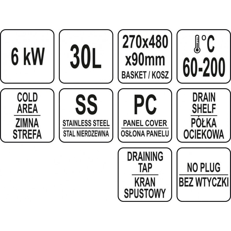 Smażalnik do pączków/faworków/frytek 23L z kranem 6kW