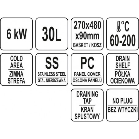 Smażalnik do pączków/faworków/frytek 23L z kranem 6kW