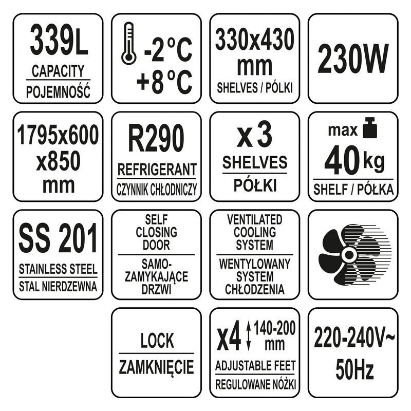 Stół chłodniczy 3-drzwiowy linia 600 Yato YG-05258