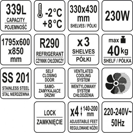 Stół chłodniczy 3-drzwiowy linia 600 Yato YG-05258