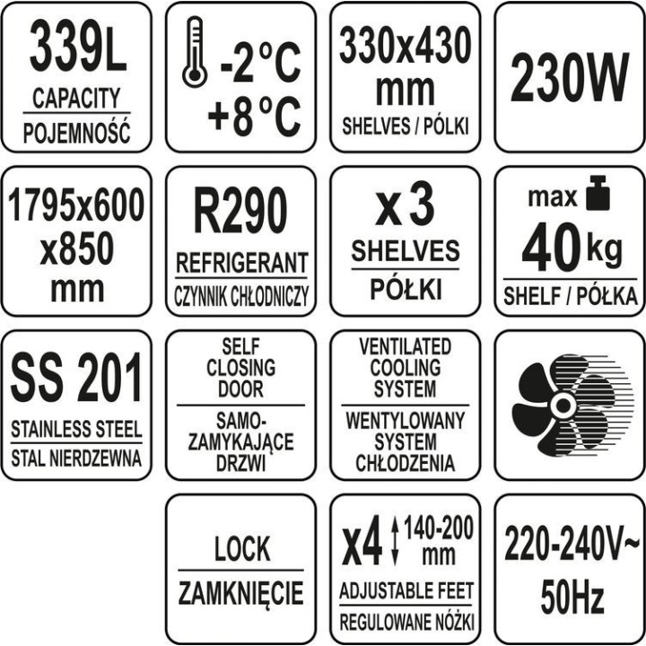 Stół chłodniczy 3-drzwiowy linia 600 Yato YG-05258