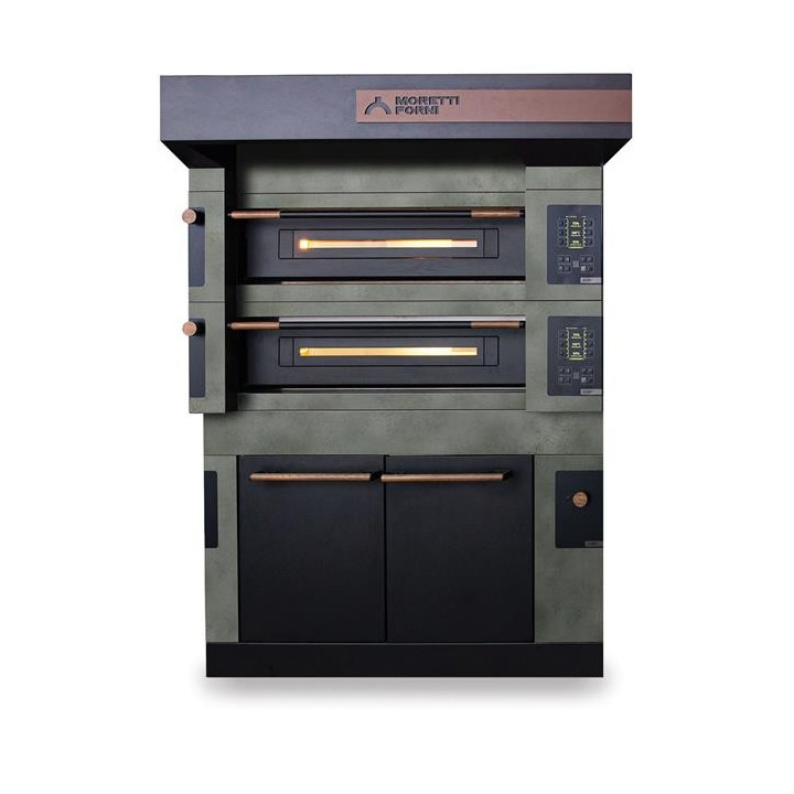 Piec dwukomorowy S100 Icon z okapem i komorą rozrostu nawilżaną H900mm, 1370x1210(+250)x(H)1945, Moretti Forni