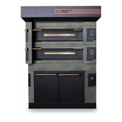 Piec dwukomorowy S120 Icon z okapem i komorą rozrostu nawilżaną H900mm, 1660x1210(+250)x(H)1945, Moretti Forni