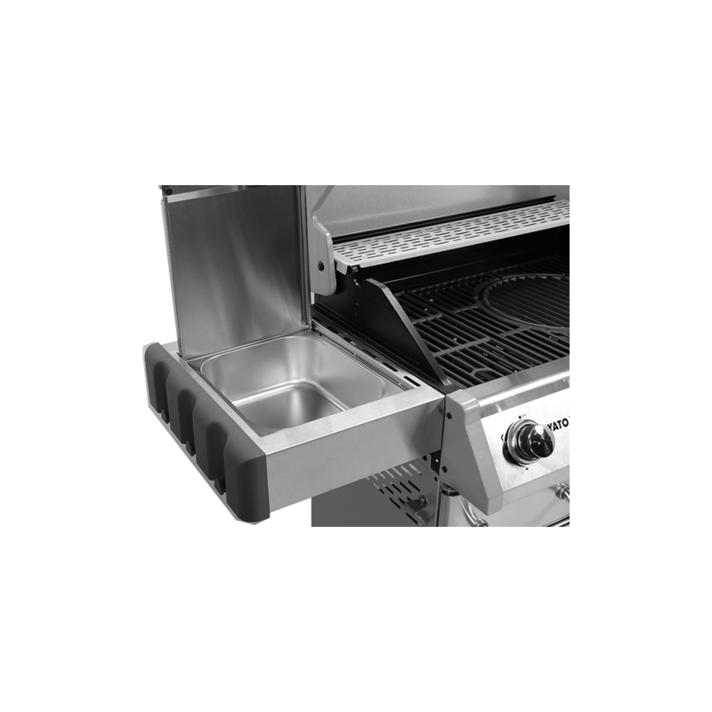 Grill gazowy 3+1 stal nierdzewna, pokrywa z szybą, palnik gazowy 11,5kW YATO YG-20015 Yato YG-20015