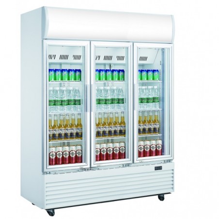 Witryna chłodnicza przeszklona poj. 1300l (LG-1300F) 3-drzwiowa biała ze srebrną ramką